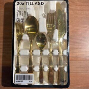 Ikea TILLAGD 20-piece flatware set, brass color